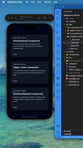 Stateless/stateful components - React Native Design Patterns #shorts