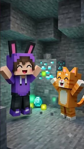 Kuromi & Fat Kitten's Epic Minecraft Adventure! 🐱💎 #shorts