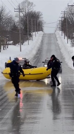 Banana boat slides down hill crashes into cop cars