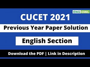 CUCET 2020 - English Section - Previous Year Question Paper