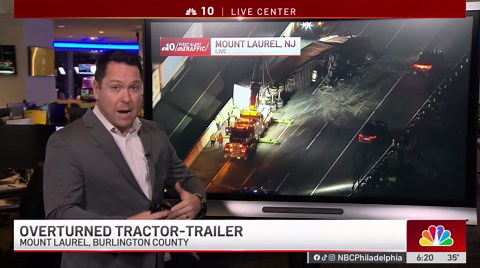 Overturned truck causing traffic delays on New Jersey Turnpike