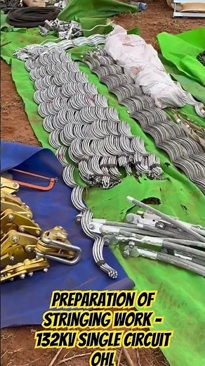 Preparation of stringing work for a 132kV single circuit Overhead Line. #transmission #132kV