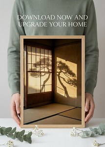 Pine Shadow Wall Art, Shoji Screen Golden Light, Japanese Zen Minimalist Digital Print - Etsy