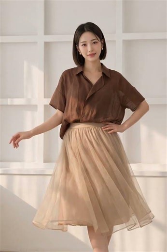 언니스타일 - 린넨 반팔 셔츠