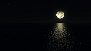 Full Moon over a Calm Sea at Night | Free Stock Video Footage