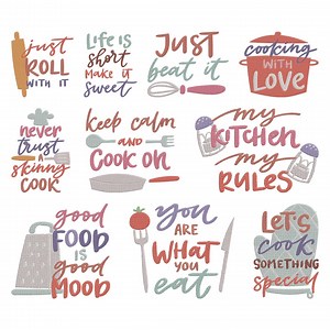 Kitchen Quote Embroidery Design, Kitchen Machine Embroidery File, 10 Design, 9 Size, Instant Download - Etsy