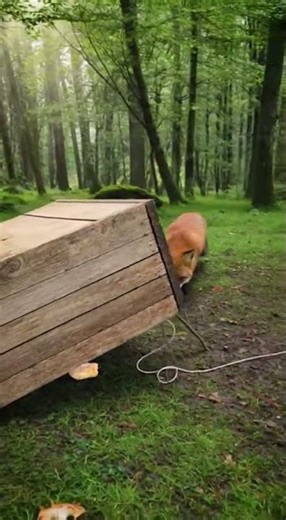 Fox Triggers Box Trap—but It Gets Stuck! 🦊#fox #animals