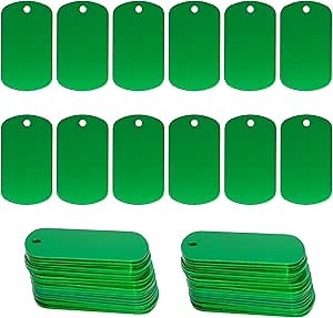 StayMax 100 Pack Anodized Aluminum Engraving Blank Tags Stamping Blanks (Green)
