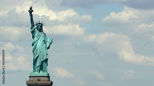 The Statue of Liberty, Clouds Time Lapse. 4K