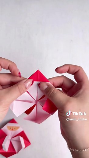 簡単✨パチパチするサンタクロースのおりがみ作り方🎅👏