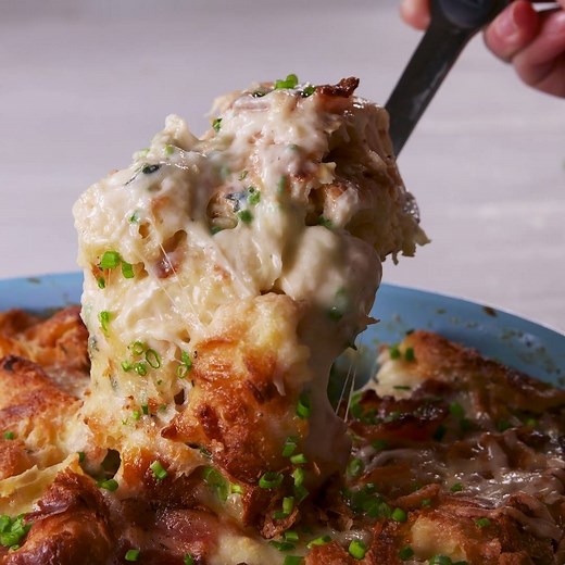 Pro tip: Croissants are the secret to the most flaky, buttery breakfast casserole. Full recipe: http://dlsh.it/SWj7D9i | Delish