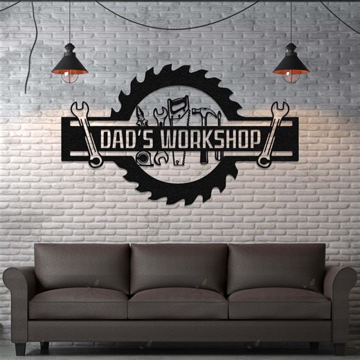 Custom Garage Sign for Dad, Father’s Day Gift, Workshop Metal Wall Art - Etsy