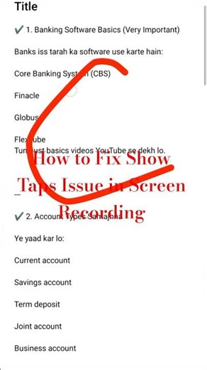How to Fix Show Taps Issue in ScreenRecording #screenrecording #android #iphone #mobilefix #settings