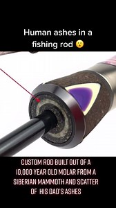 Human ashes scattered into a custom built fishing rod. Not only that , the rod is also built out of a molar from a 10,000 year old Siberian Mammoth 👌👏🎣 #fishing #angling #socialprescribing #mentalhealthawareness #humanremains #humanashes #mentalhealthwellbeing #angling #ptsd #depression #pikefishing #pike #carp #addiction #fishinglife #perch #matchfishing #angling #predatorfishing #angeln #follow #carpfishing #addictionrecovery#followers➕ #tacklingminds
