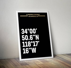 LA Memorial Coliseum Coordinate Print for Man Cave - Los Angeles Rams - Fan Art Poster Typographic Print - Etsy Canada