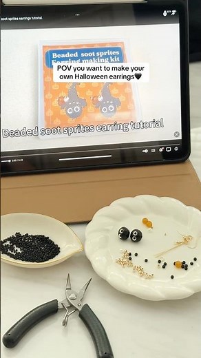 Soot sprite earring making kit for Halloween👀 #halloween #diyearrings #tutorial #jewelrymaking