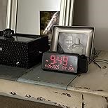 ROCAM Projection Alarm Clock for Bedroom Ceiling, Digital Clock with 180° Projector with 5-Level Dimmer, Dual Loud Alarm with Weekend/Weekday Mode, Date, Temp, Humidity, Night Light, DST, Snooze