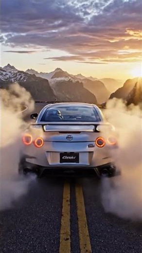 #nissan #gtr doing a #burnout on a mountain highway #ai generated using #gemini