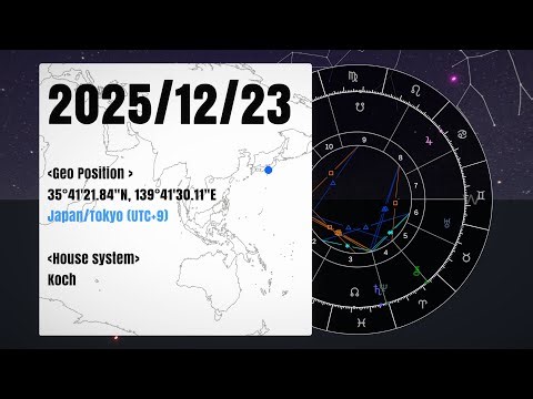 【2025/12/23】A time-lapse of Tokyo's night sky and horoscope throughout the day.