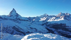 Majestic view of Matterhorn in Switzerland, one of highest summits in Alps and Europe.