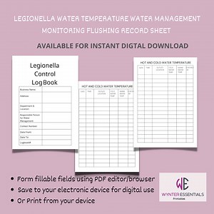 Legionella Control Log: Water Temperature Monitoring Sheet (editable PDF) - Etsy UK