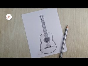 How to draw a realistic guitar easily | Pencil sketch drawing for beginners