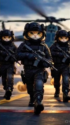 😱Black 🔥Commando Cats Walk Like Real Army 😎🔥🫡 #trending #viral #commando #ai #youtubeshorts #shorts