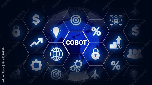 Industrial automation technology concept. Collaborative robot, cobot.