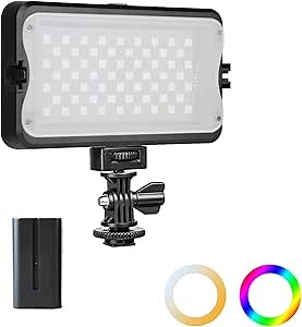 RGB Portable LED Video Light Panel, 3300K-5600K On-Camera Photography Lighting Kit for Studio YouTube Portrait