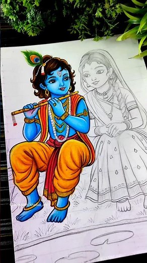 Radha Krishna Drawing Colour ❤️‍🩹✍️ Lord Krishna #shorts #krishna #radhakrishna #drawing
