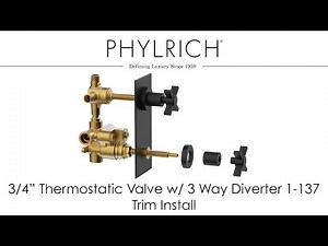 3/4" Thermostatic Valve with 3 Way Diverter 1-137 - TRIM INSTALL