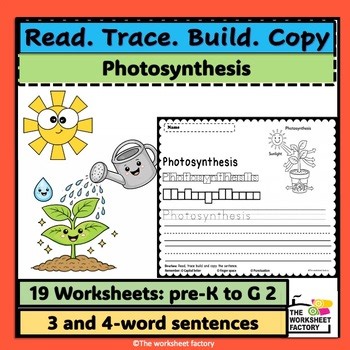 Photosynthesis Worksheet| Read Trace Build Write Sentences OT| Plant Science K-1