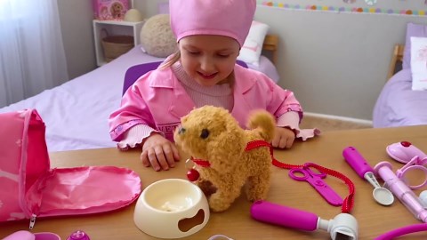Golray Toy Dog for Kids Girl Vet Doctor Kit, Interactive Dog Can Walk Bark with 21pcs Puppy Veterinarian Set & Doctor Outfit & Carrier, Pretend Pet Toy Christmas Birthday Gift Toddler Girl Age 3 4 5 6