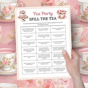 Spill the Tea Game, Tea Party Printable Activity, Bridal Shower Game, Bridal Tea Party, Birthday Tea Party Ideas, Ladies Afternoon Tea Party - Etsy