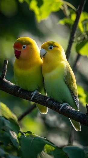 Cutest Lovebirds Ever! ❤️💚 Realistic Tiny Parrot Couple