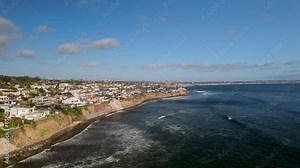 Southern Downtown La Jolla At Bird Rock In San Diego Coast, California, USA. Aerial Drone Shot