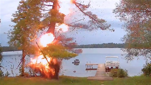 4.2K views · 24 reactions | A powerful bolt sparked a backyard tree fire in Wisconsin, sending debris flying across a property. | Springfield News-Leader | Facebook