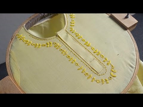 Hand Embroidery Kurta Designs | Traditional Pakistani Kurta Embroidery Tutorial | Hand Embroidery