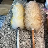 Extendable Lambswool Duster Stainless Steel Handle 133" Removable Feather Duster for Cleaning Ceiling Fans Interior Roof Furniture, Yellow