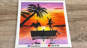 259K views · 3.5K reactions | Dancing in beautiful sunset acrylic painting on canvas 10x10 by Joy of Art | Joy of Art | Facebook
