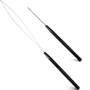 NEWISHTOOL Stainless Steel Hair Extension Tool Kit, Loop Needle Pulling Hook and Threader Wire Beads Device for Hair, Micro Links Hair Kit for Silicone Beads, Feathers Hair Extension Styling