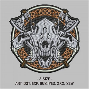 Wolf Skull Viking Embroidery Design: Machine File (3 Sizes) - Etsy