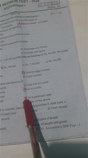 11th 1st revision exam answer key Accountcy