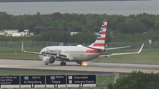 70K views · 1.6K reactions | An American Airlines flight was canceled after a tire burst and caught on fire on the runway before taking off from Tampa. | USA TODAY | Facebook