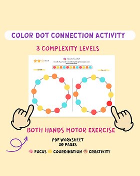 Both Hands Motor Exercise | Color Dot Connection Activity | PDF Worksheet