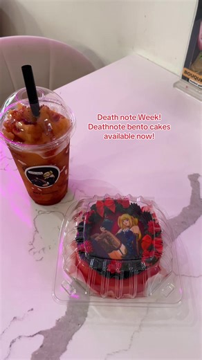click here for more details and information! Deathnote week! We will have deathnote bento cakes available! including L bento cakes! misa misa and light! come and get a deadly bento cake! we will also have deathnote Drinks aswell! Misa misa mangonada: mango smoothie bento cake flavor of the week: (Pumpkin cinnamon) Arlington location (BoBo Bites) Hours: 10am-9pm 4201 W Green Oaks Blvd Arlington, TX 76016 Keller location. (bobo bites) Hours 10am-8pm 841 N Tarrant Pkwy Keller, TX 76248 bento cakes 