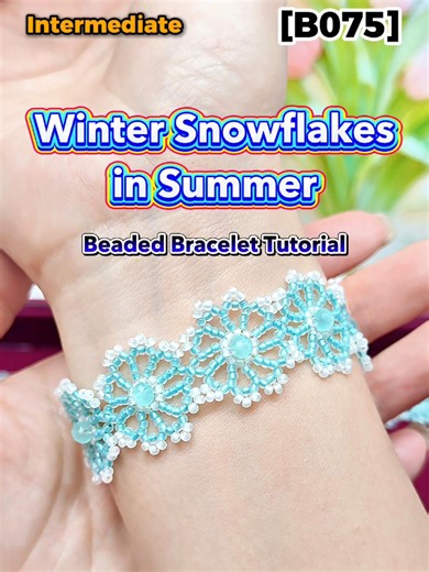 ❄️ Snowflake bracelet in summer! This delicate bead weaving design looks like tiny snowflakes on your wrist. Intermediate level beading tutorial — follow step by step and create your own elegant bracelet. #beadingtutorial #beadedbracelets #jewelrymaking #weavepop #handmadejewelry