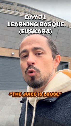 Scott Zúñiga on Instagram: "Day 31 of 365 days of learning Euskara the Basque language. Today I’m on my way to buy some fresh squeezed orange juice, and I want to squeeze the most out of you too. I want to find the best way to say “Todays is day xx of 365 days of learning Basque.” Because one thing I’ve learned since starting Euskara is this: there are 365 ways of saying everything. So let’s make this collective. 👇 Comment with the way you would say it. The version with the most likes wins, and