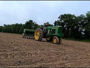 Planting soybeans with a John Deere 3020 and 8250 grain drill