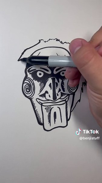 Billy drawing tutorial from the movie Saw 🗣️🙇🏻‍♂️👻 #fyp #art #drawing #howtodraw #ghostface #billy #saw